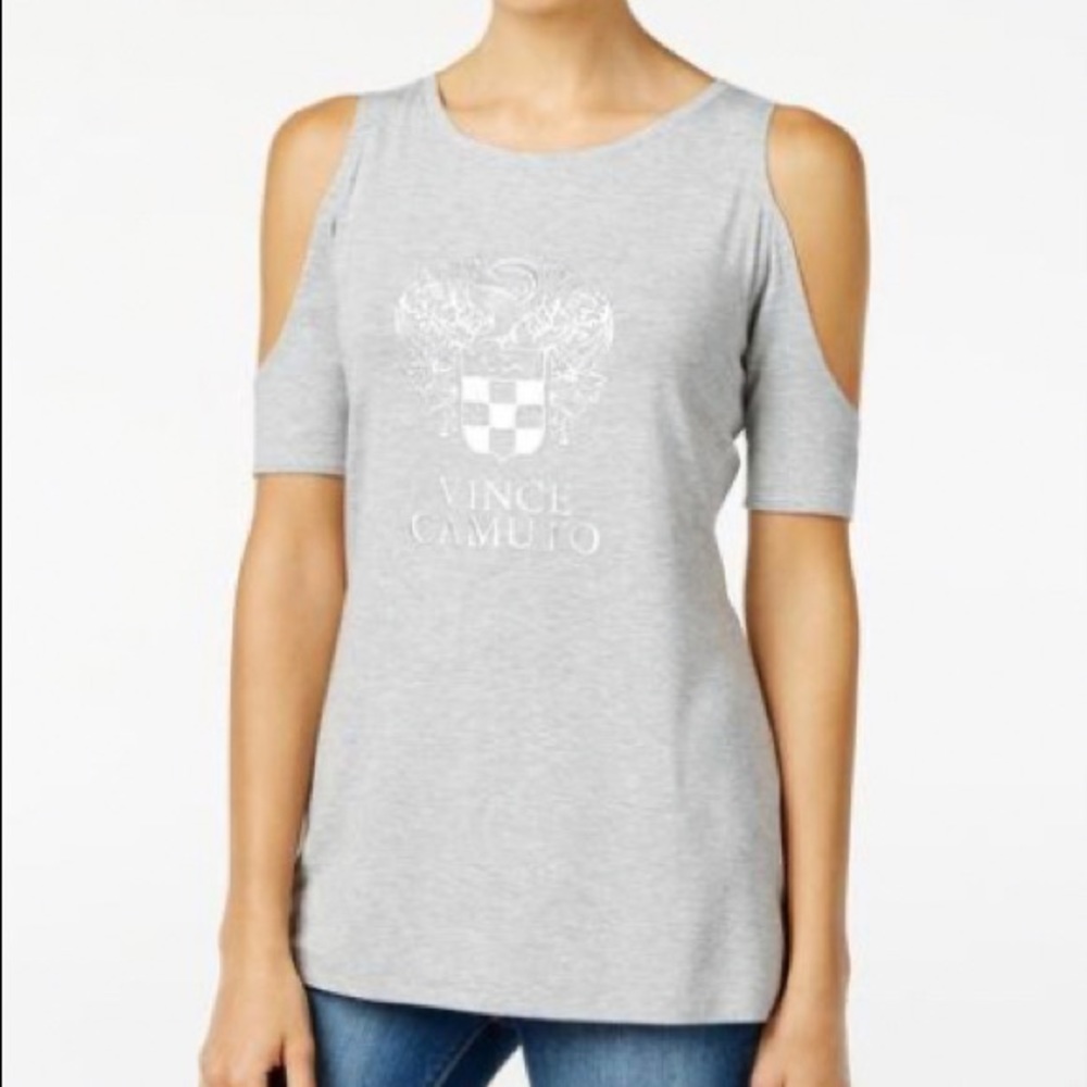 3/$25! Vince Camuto Logo Cold Shoulder Top